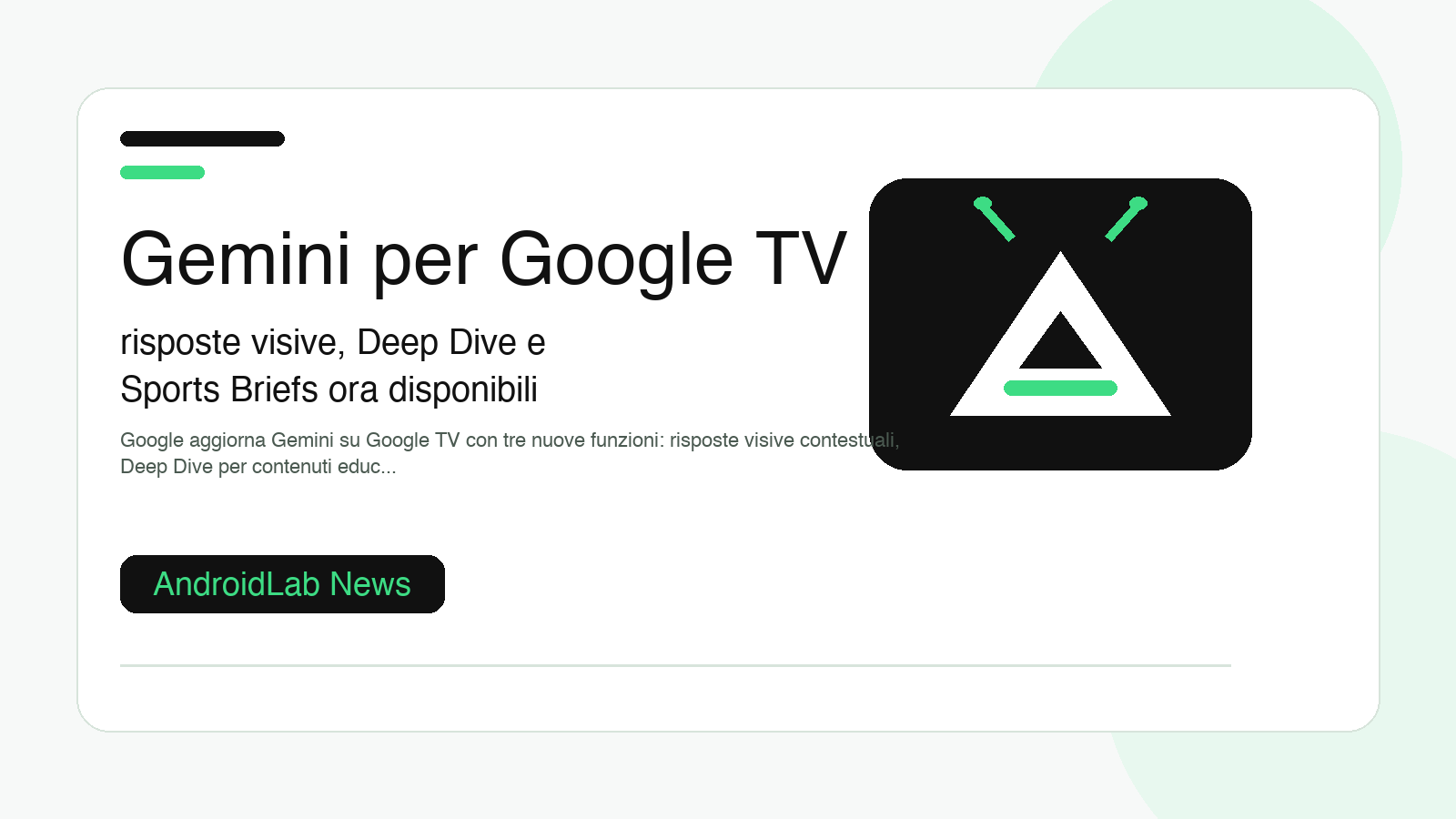 Gemini per Google TV: risposte visive, Deep Dive e Sports Briefs ora disponibili