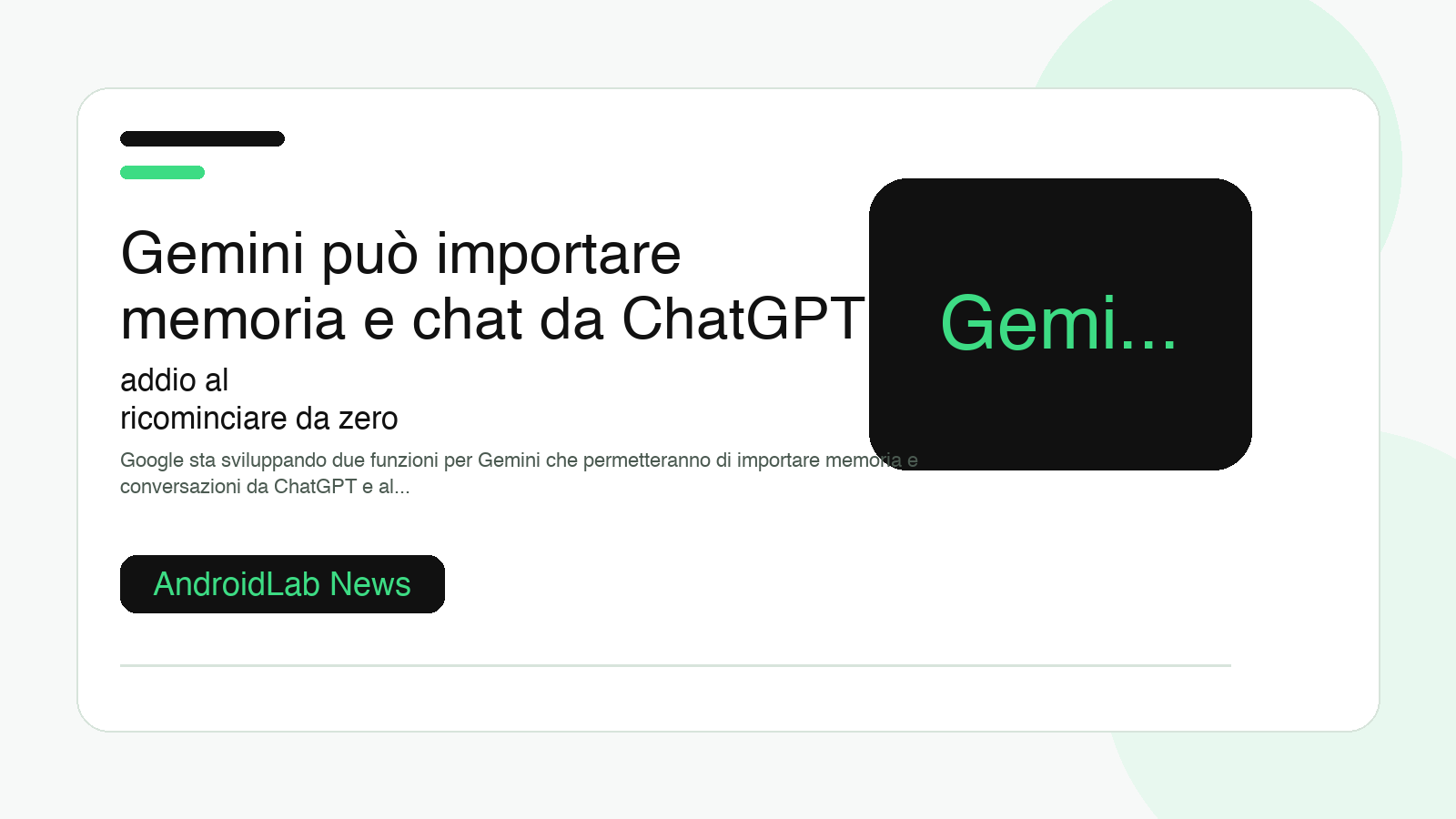 Gemini può importare memoria e chat da ChatGPT: addio al ricominciare da zero