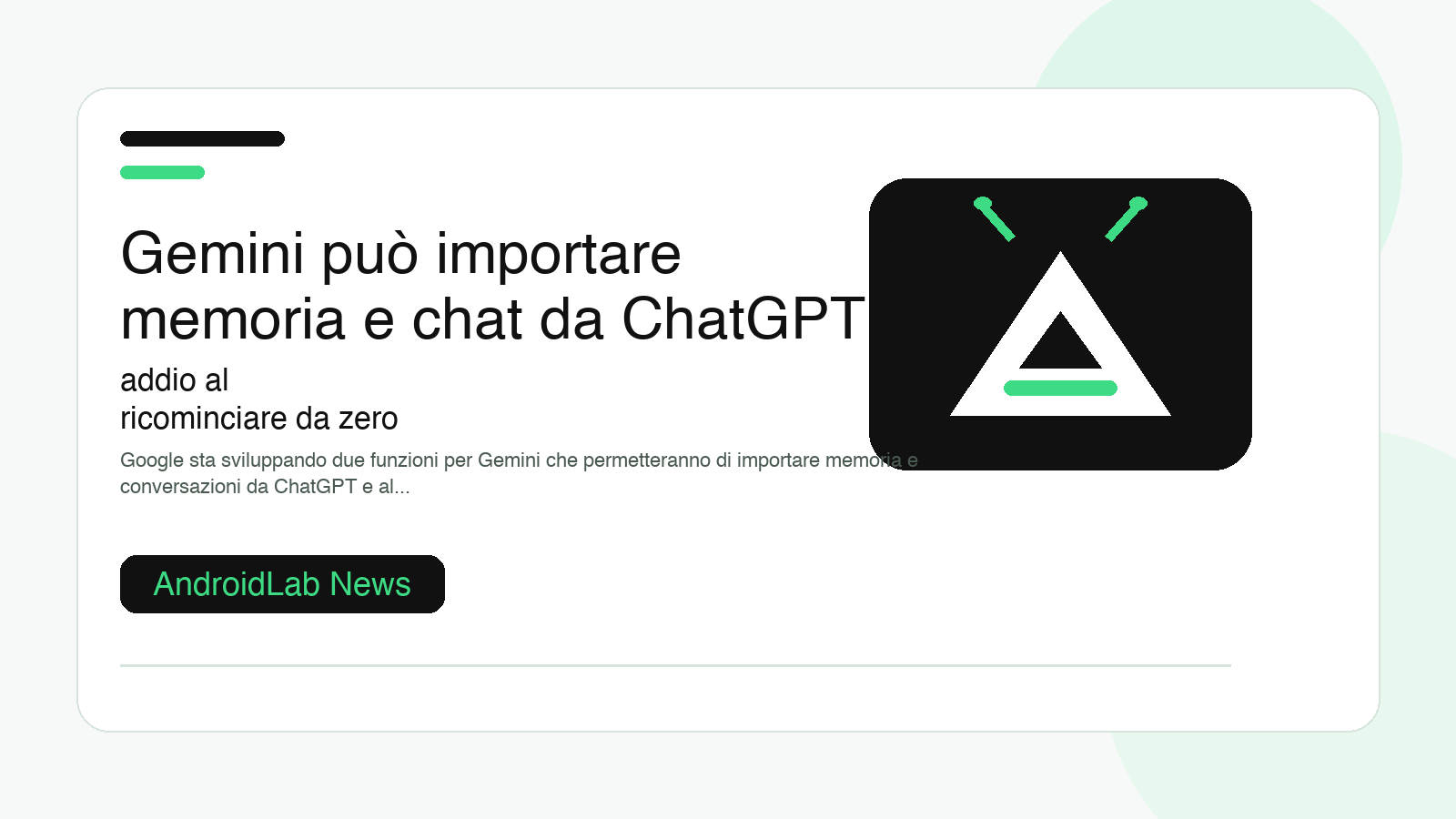 Gemini può importare memoria e chat da ChatGPT: addio al ricominciare da zero