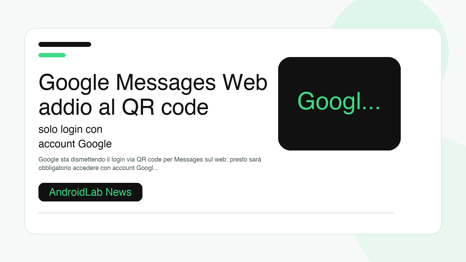 Google Messages Web addio al QR code: solo login con account Google