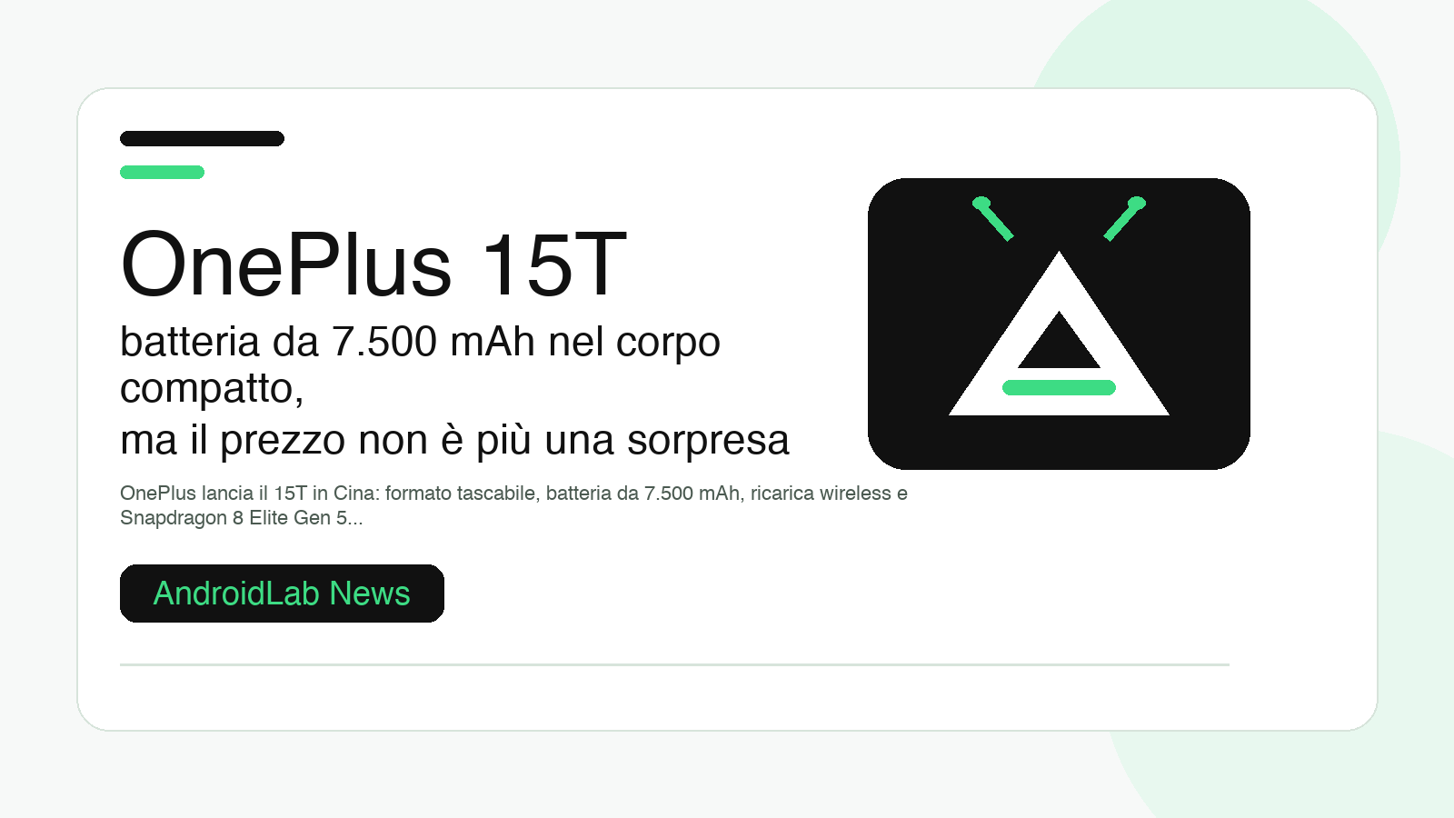 OnePlus 15T: batteria da 7.500 mAh nel corpo compatto, ma il prezzo non è più una sorpresa