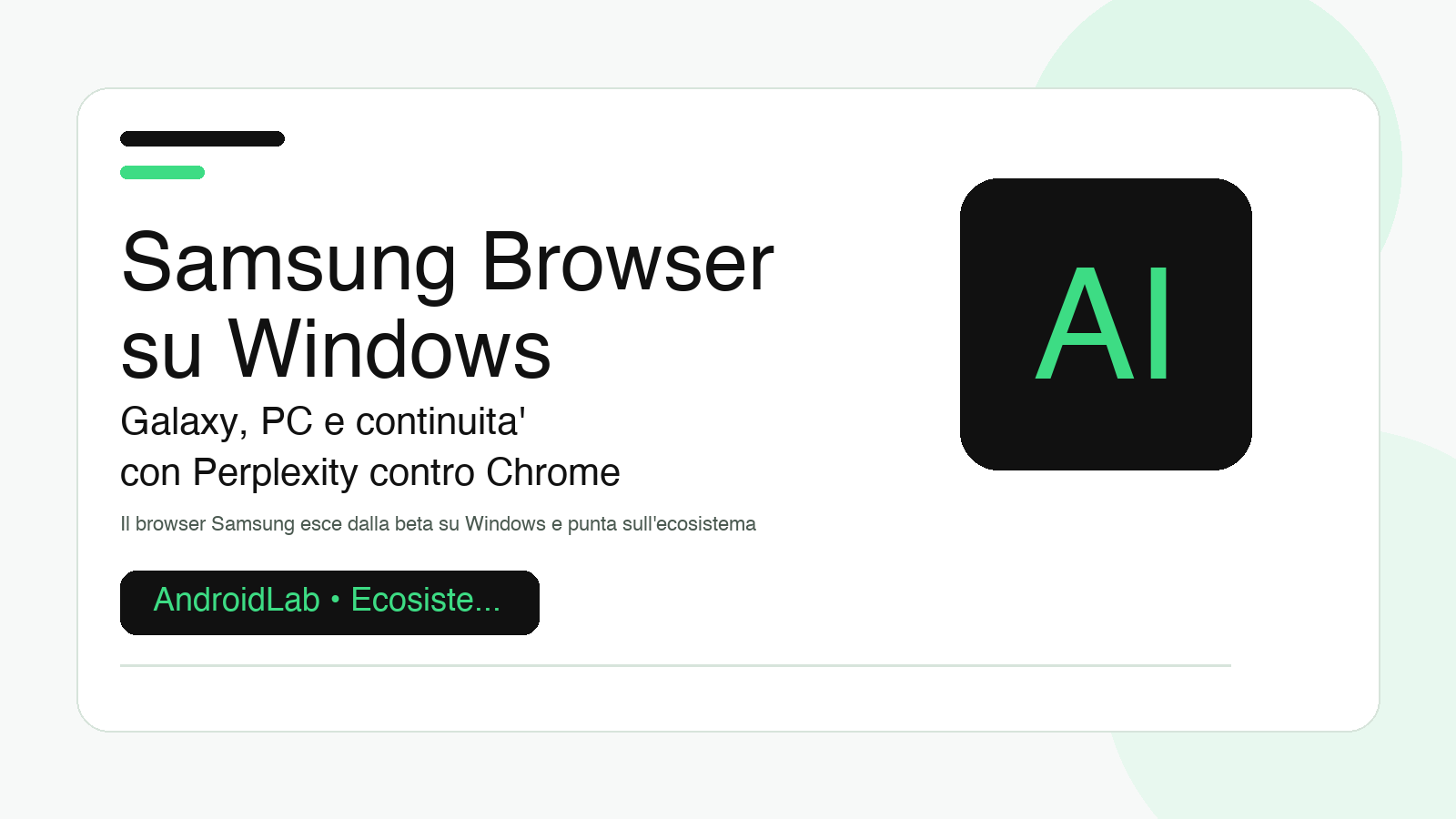 Samsung Browser arriva su Windows: continuità Galaxy e AI di Perplexity per sfidare Chrome