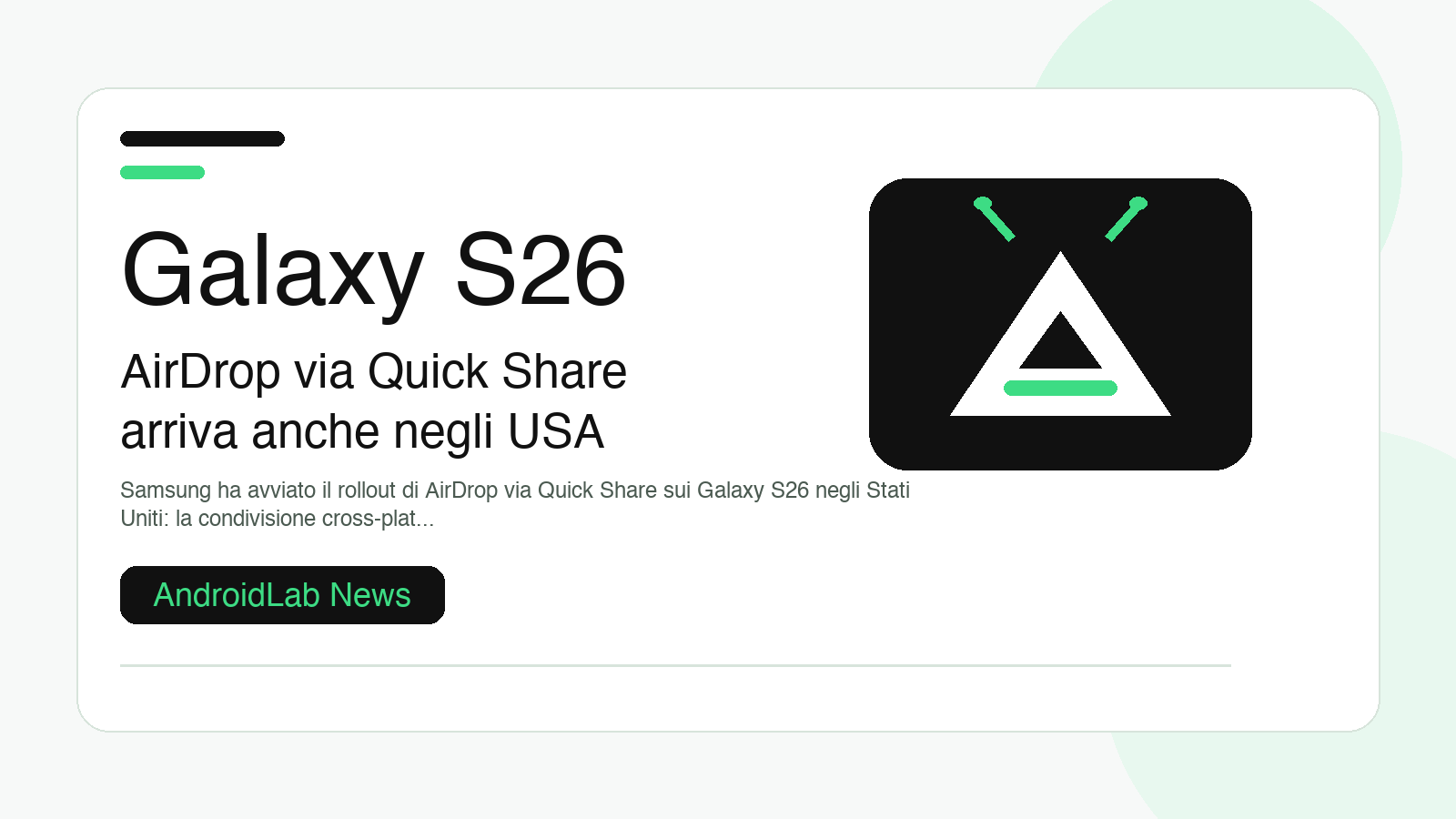 Galaxy S26: AirDrop via Quick Share arriva anche negli USA