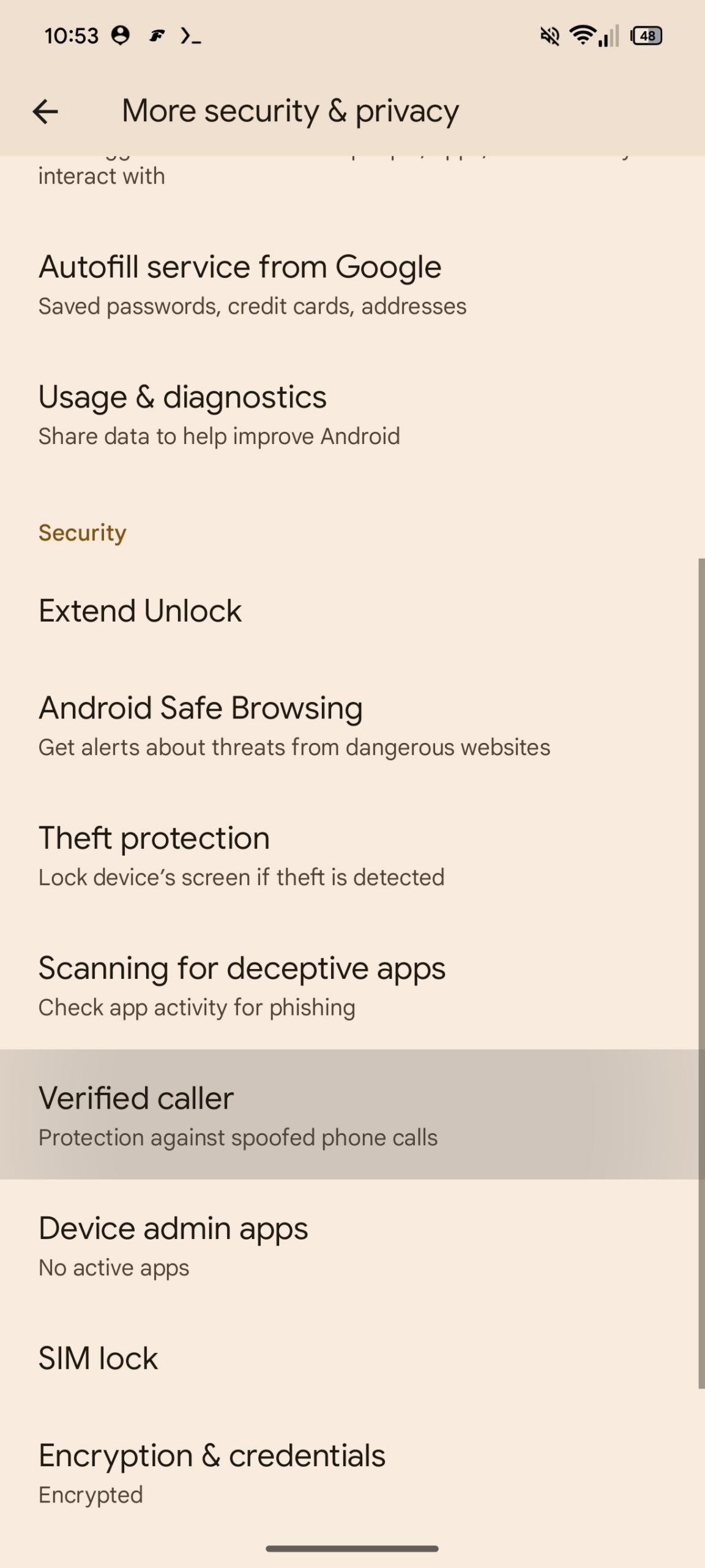 Android Verified Caller, retro e finitura