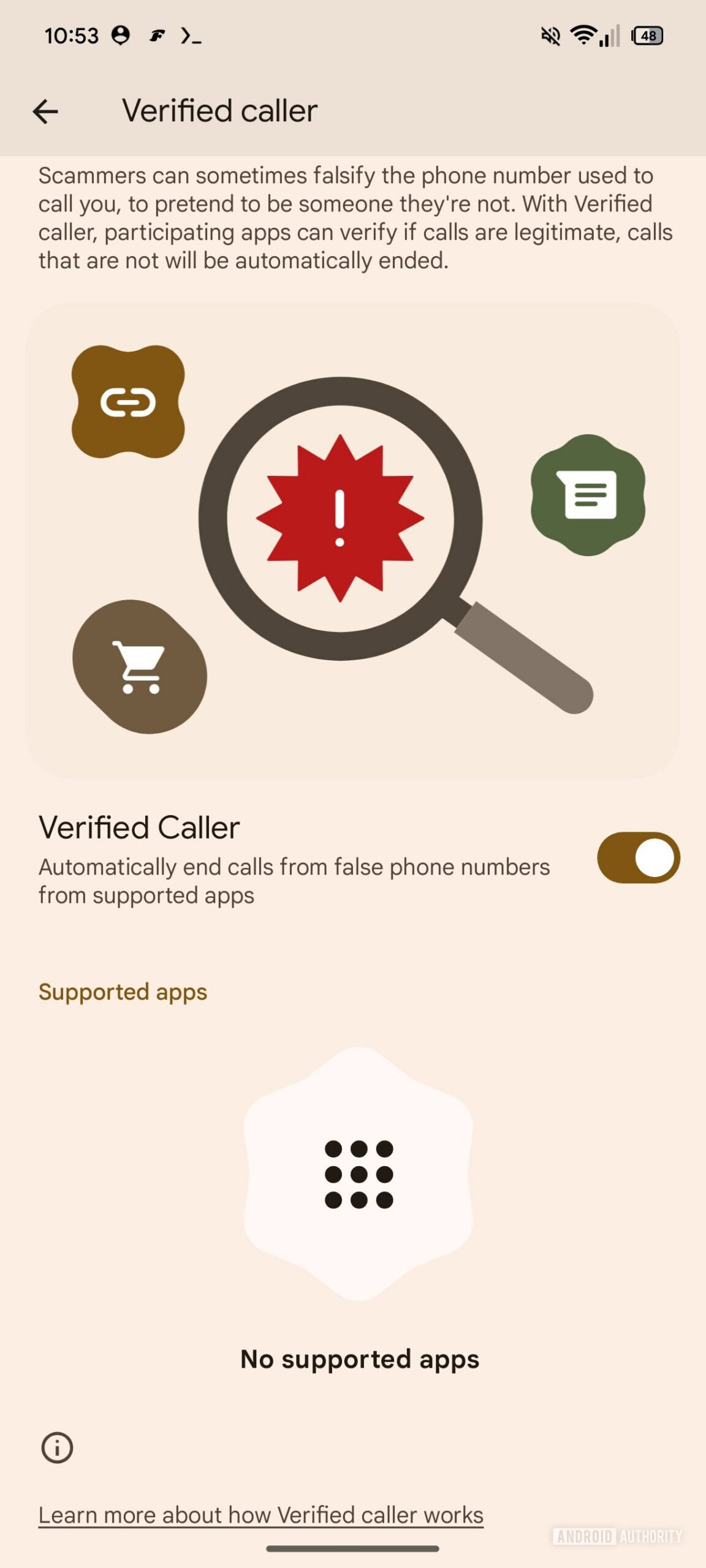 Android Verified Caller, dettaglio del design