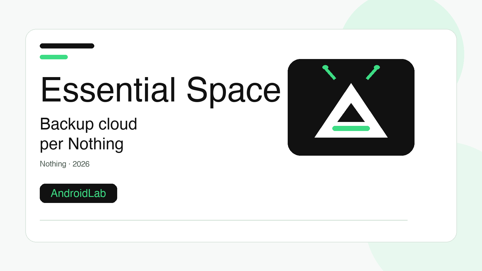 Nothing mette Essential Space al sicuro: arriva il backup cloud per note e catture AI