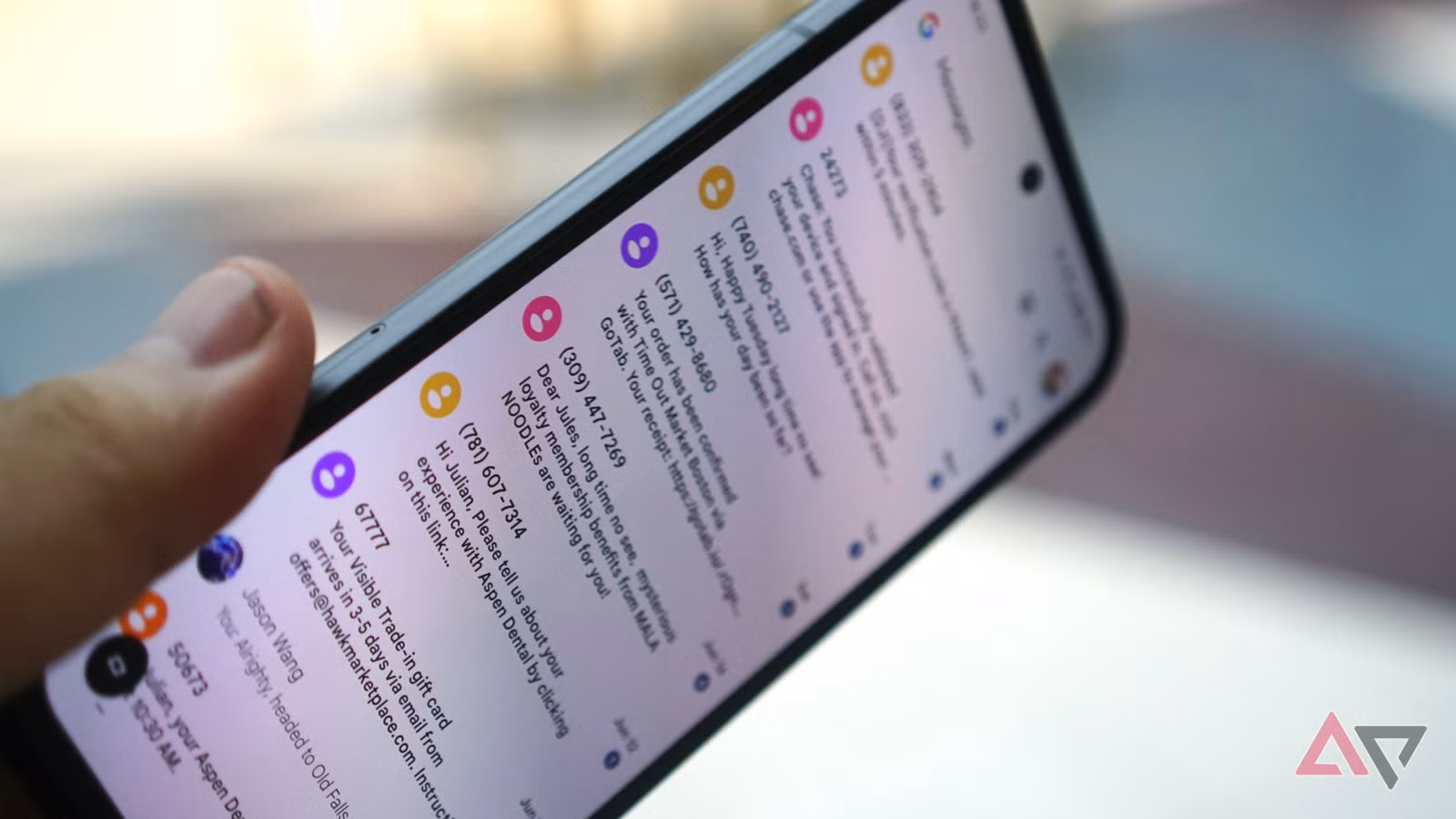 Google Messages Trash folder, vista frontale