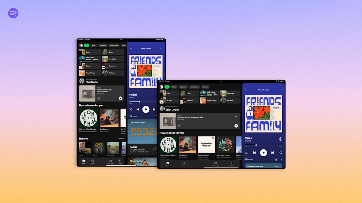 Spotify tablet app redesign, vista frontale
