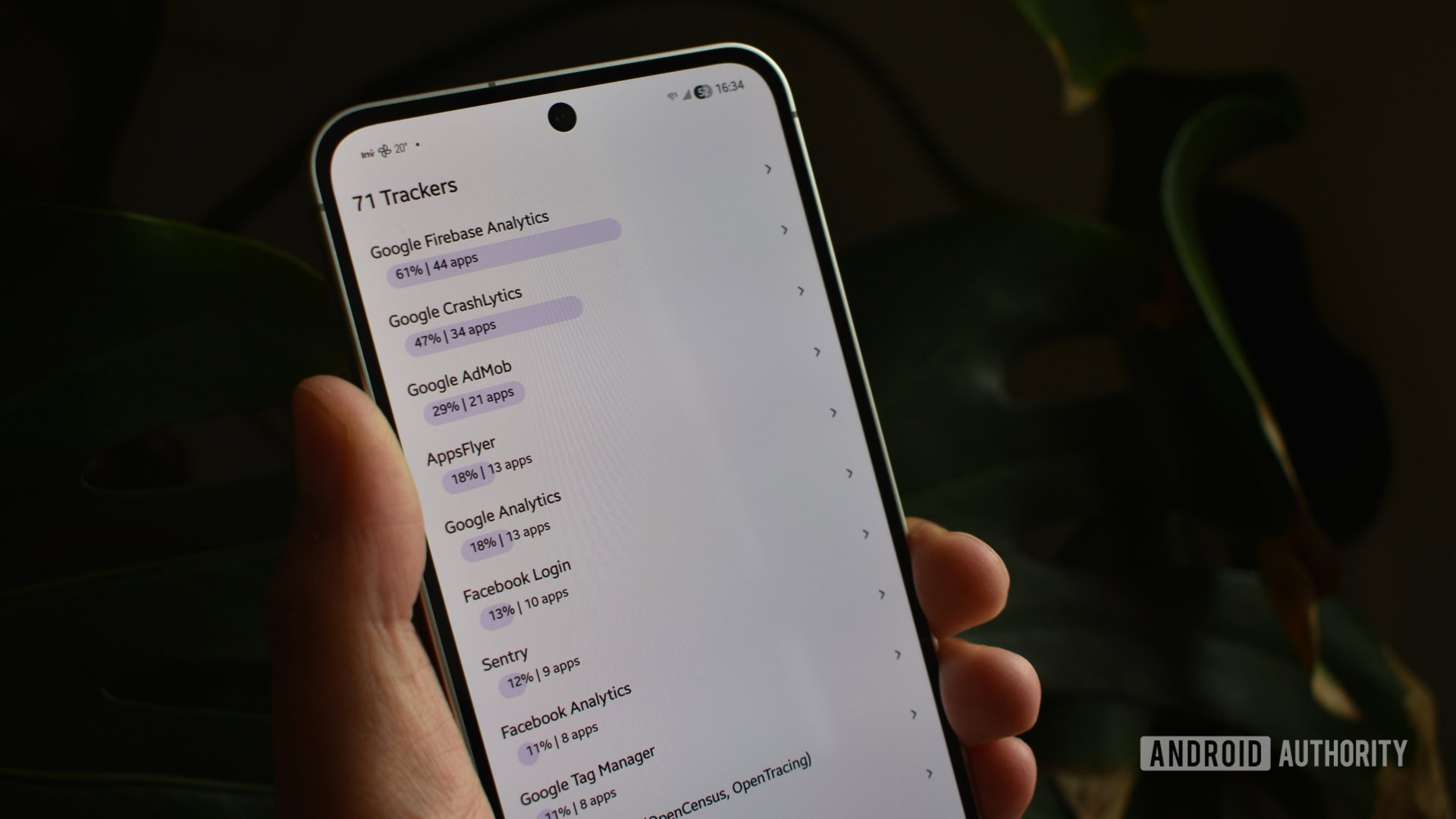 Elenco di app Android ordinate per tracker dentro Exodus Privacy