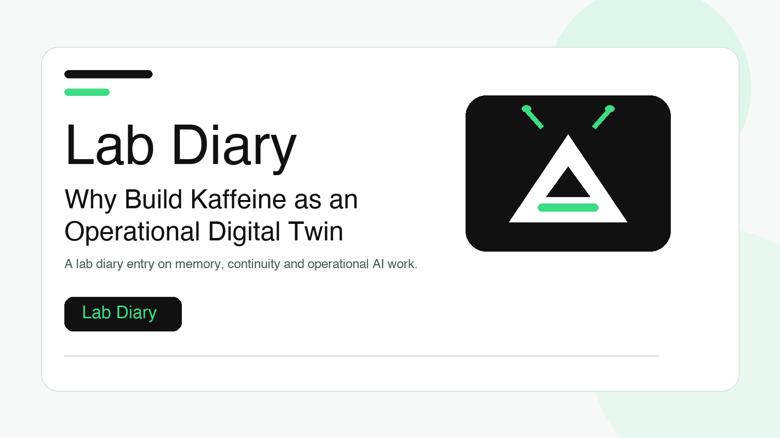 Lab Diary: Why Build Kaffeine as an Operational Digital Twin