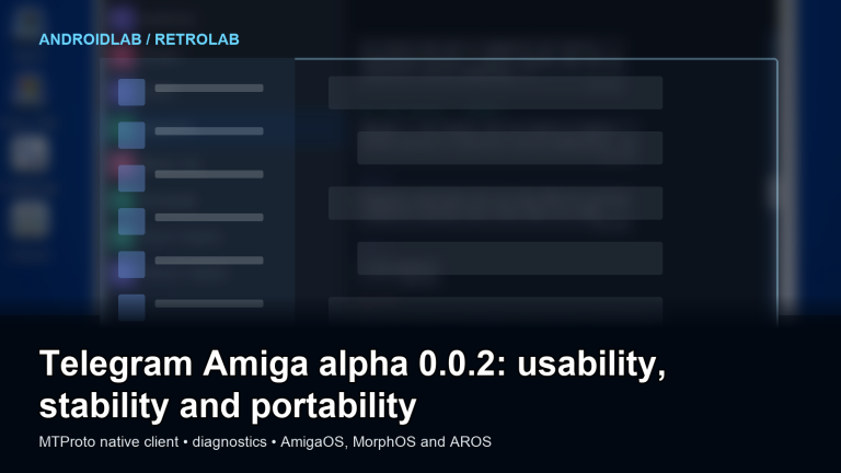 Telegram Amiga alpha 0.0.2: usability, stability and portability improvements for the MTProto client