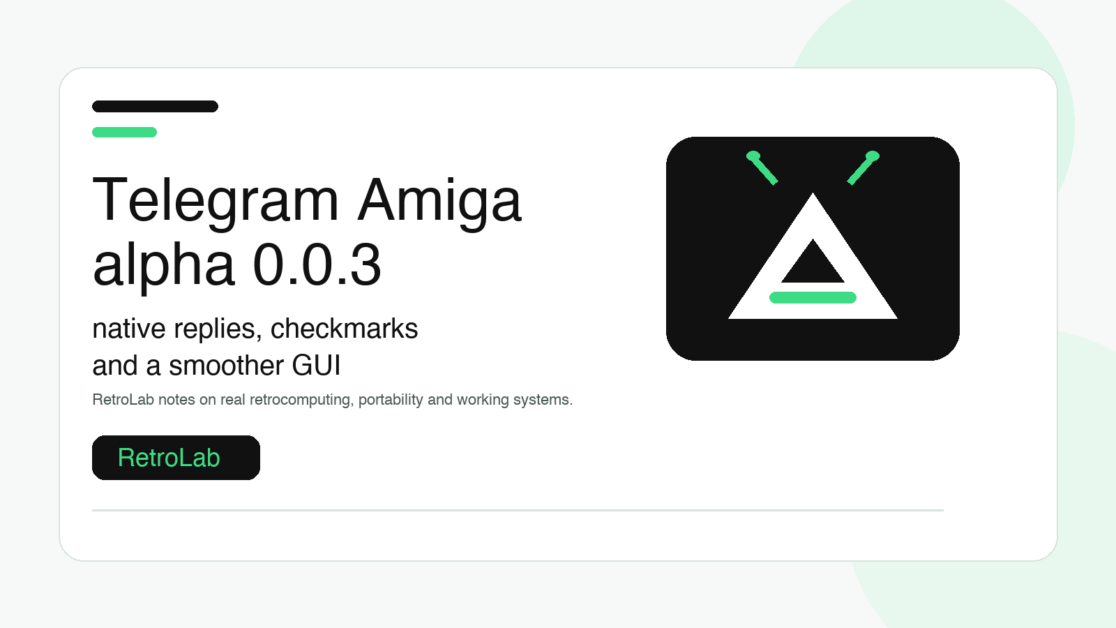 Telegram Amiga alpha 0.0.3: native replies, checkmarks and a smoother GUI