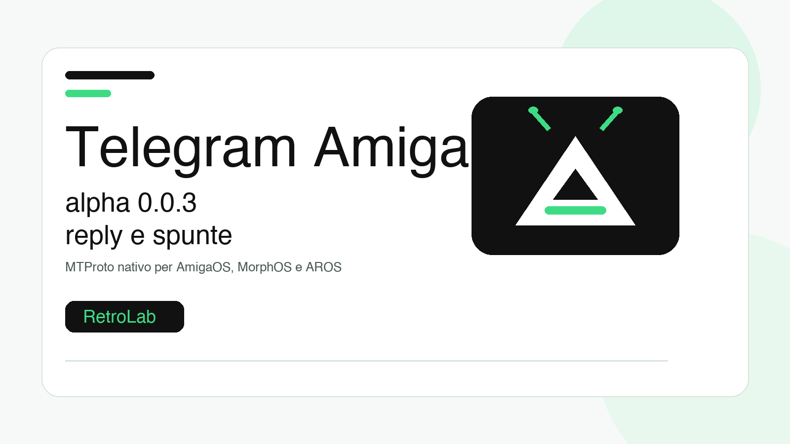 Telegram Amiga alpha 0.0.3: reply native, spunte e GUI più fluida