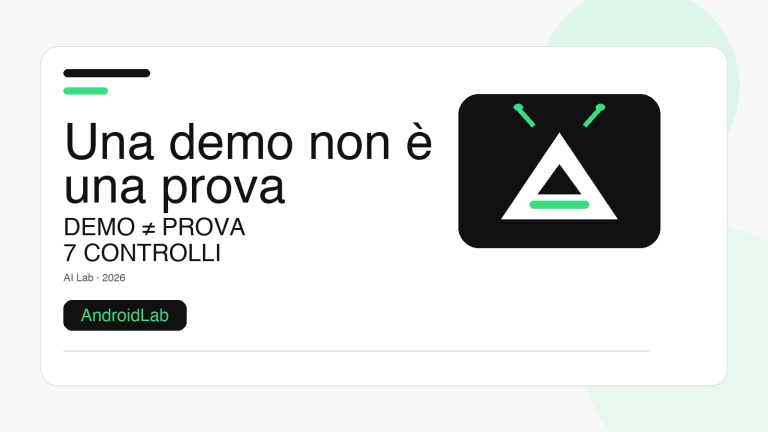 AI Lab: una demo non è una prova — 7 controlli prima di raccontare un’AI