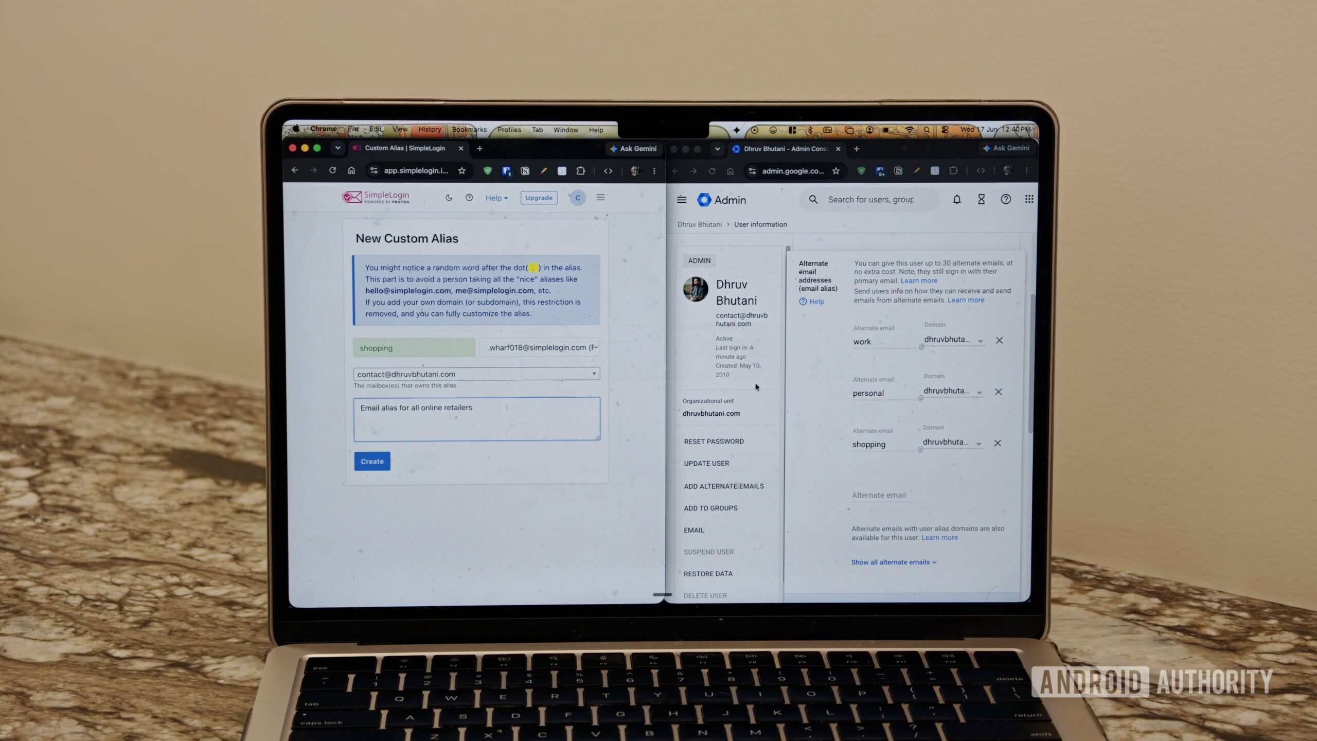 Interfaccia SimpleLogin per creare un alias email dedicato