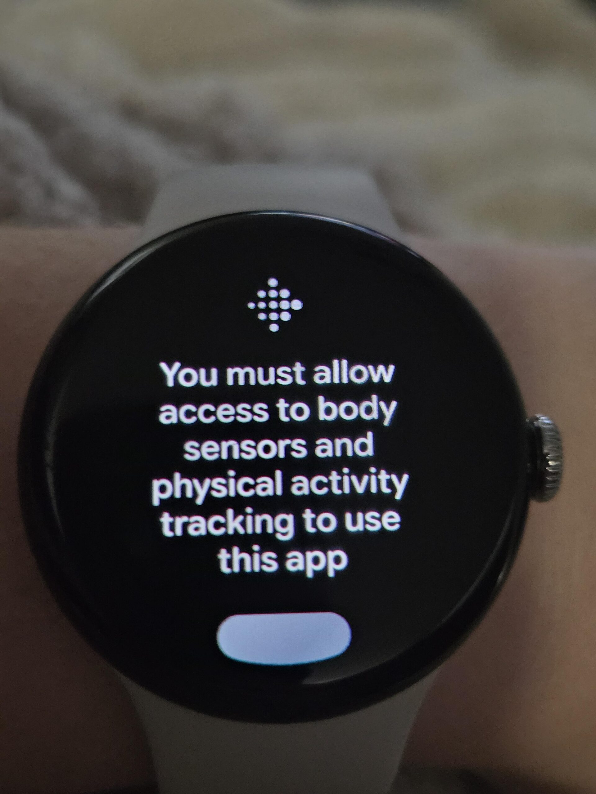 Pixel Watch health sensor permission warning