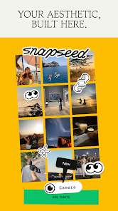 Snapseed Android editor interface with sample photos