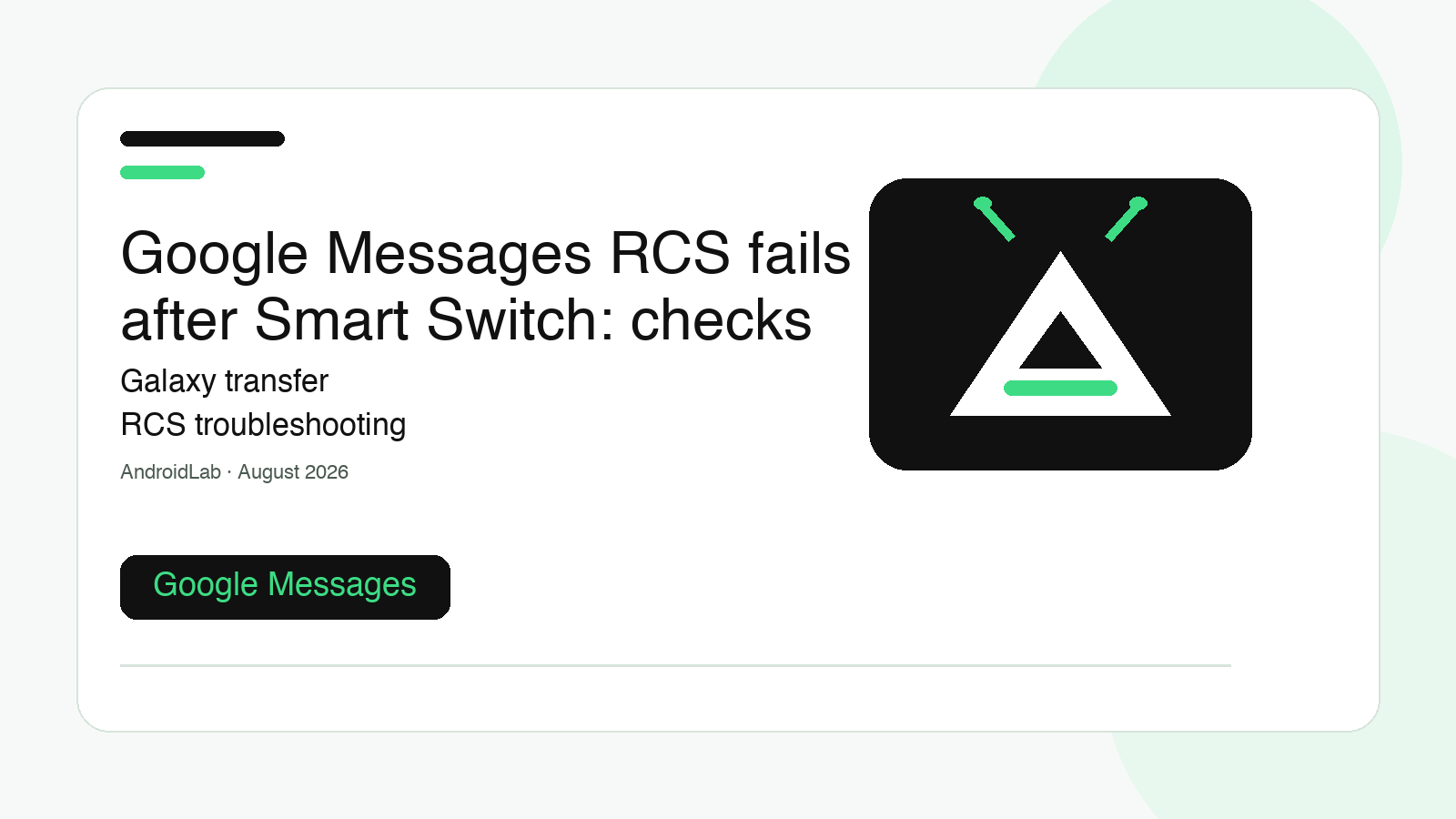 Google Messages RCS fails after Smart Switch: checks