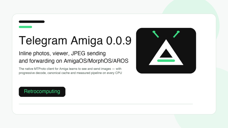 Telegram Amiga 0.0.9: inline photos, viewer, JPEG sending and forwarding