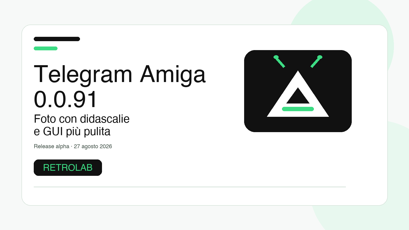 Telegram Amiga 0.0.91: foto con didascalie e GUI