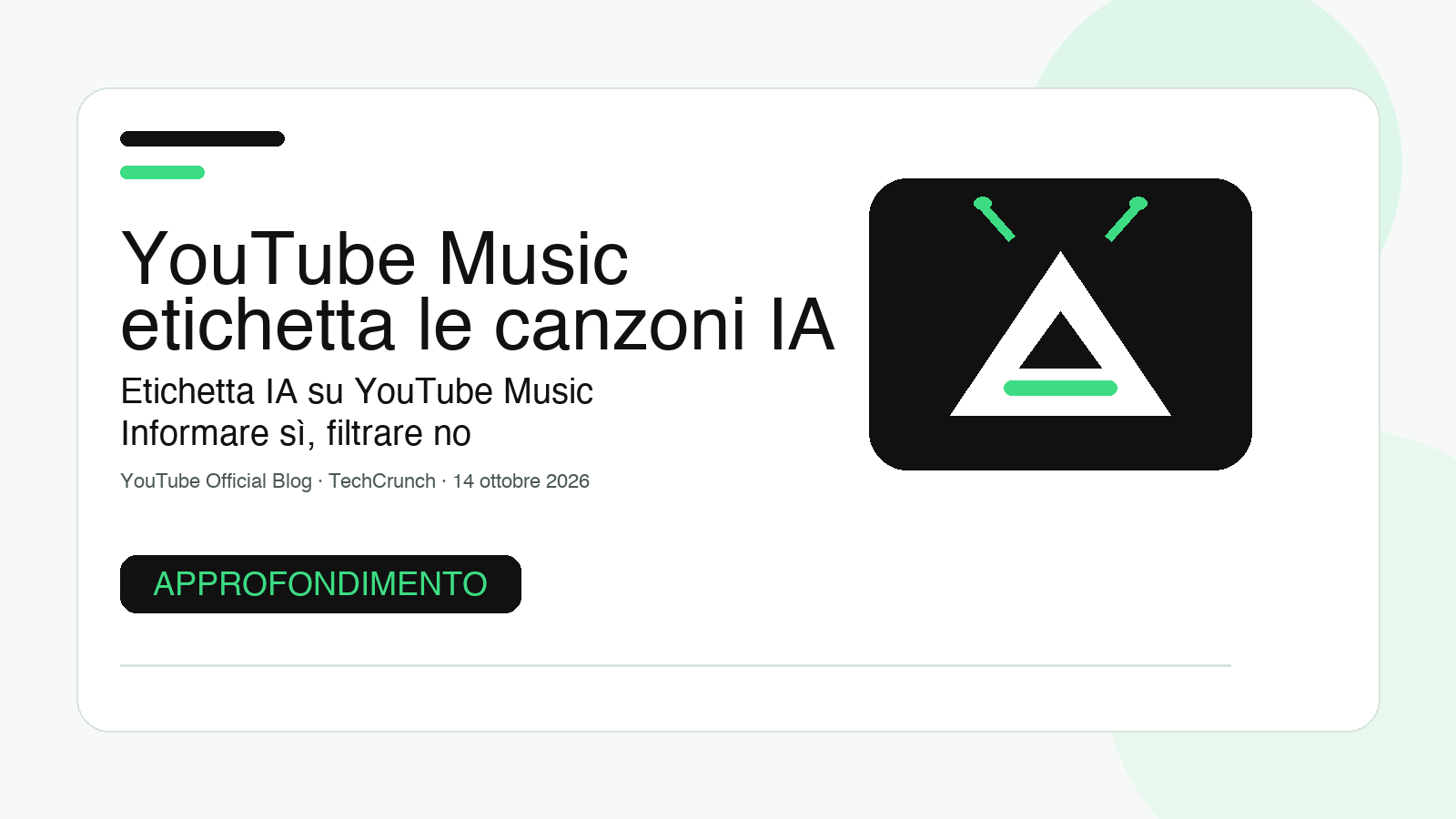 Canzoni IA su YouTube Music: etichetta sì, filtro no