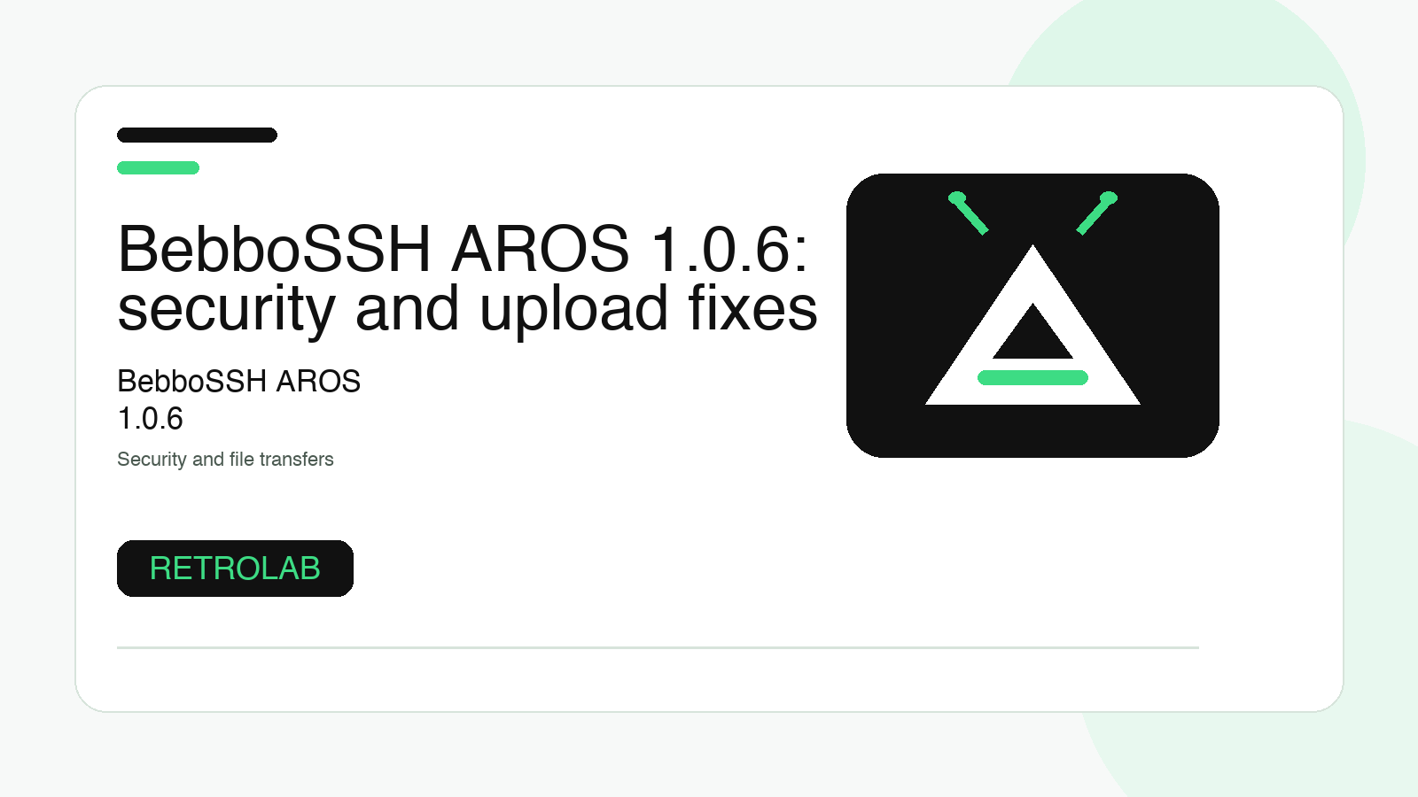 BebboSSH AROS 1.0.6: security and upload fixes