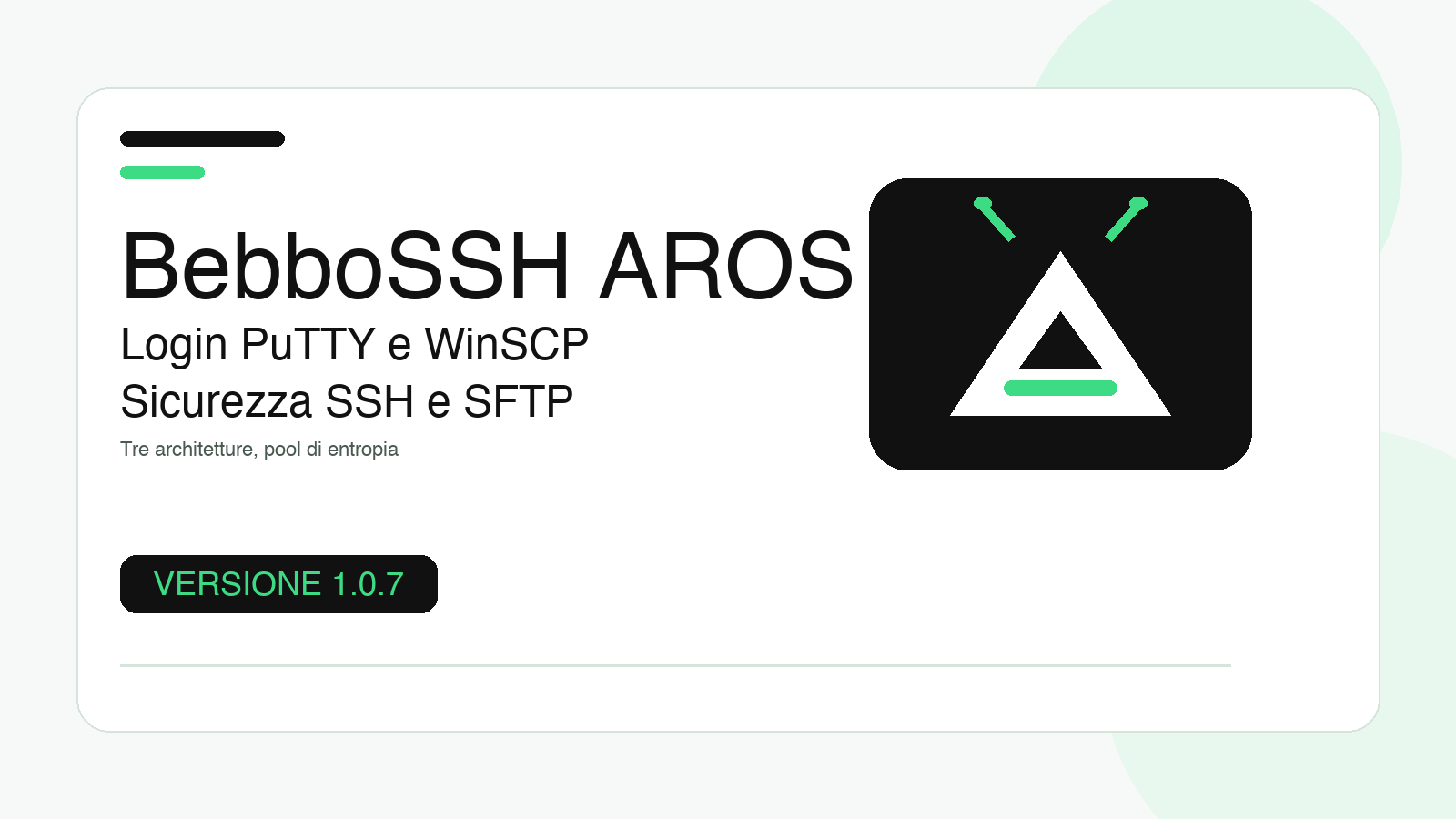 BebboSSH AROS 1.0.7: login PuTTY e sicurezza