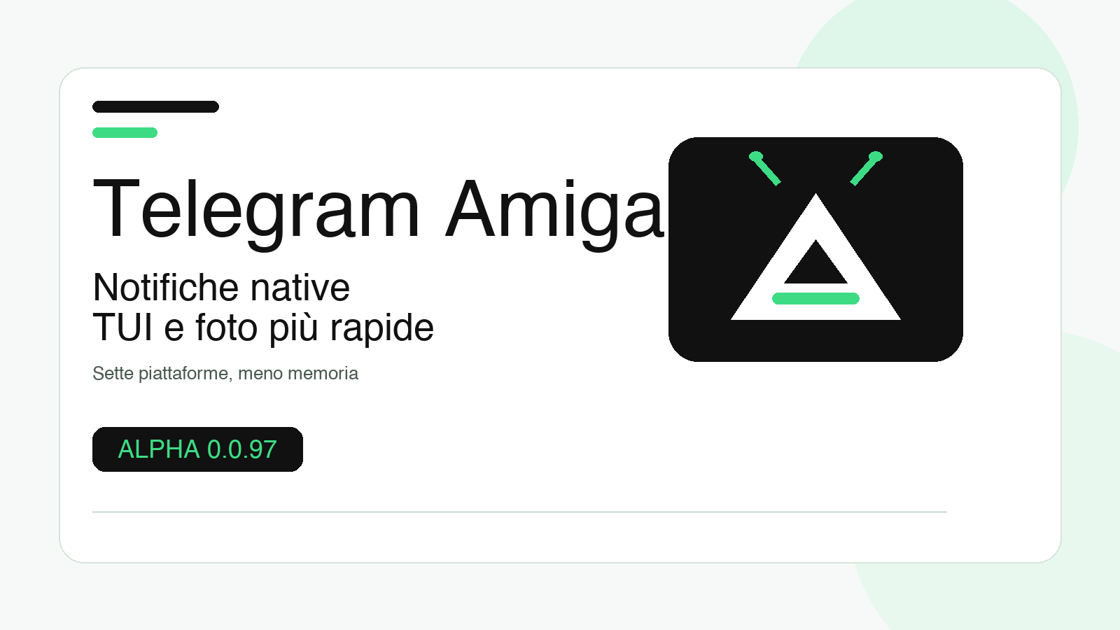 Telegram Amiga Alpha 0.0.97: popup, TUI e meno attese