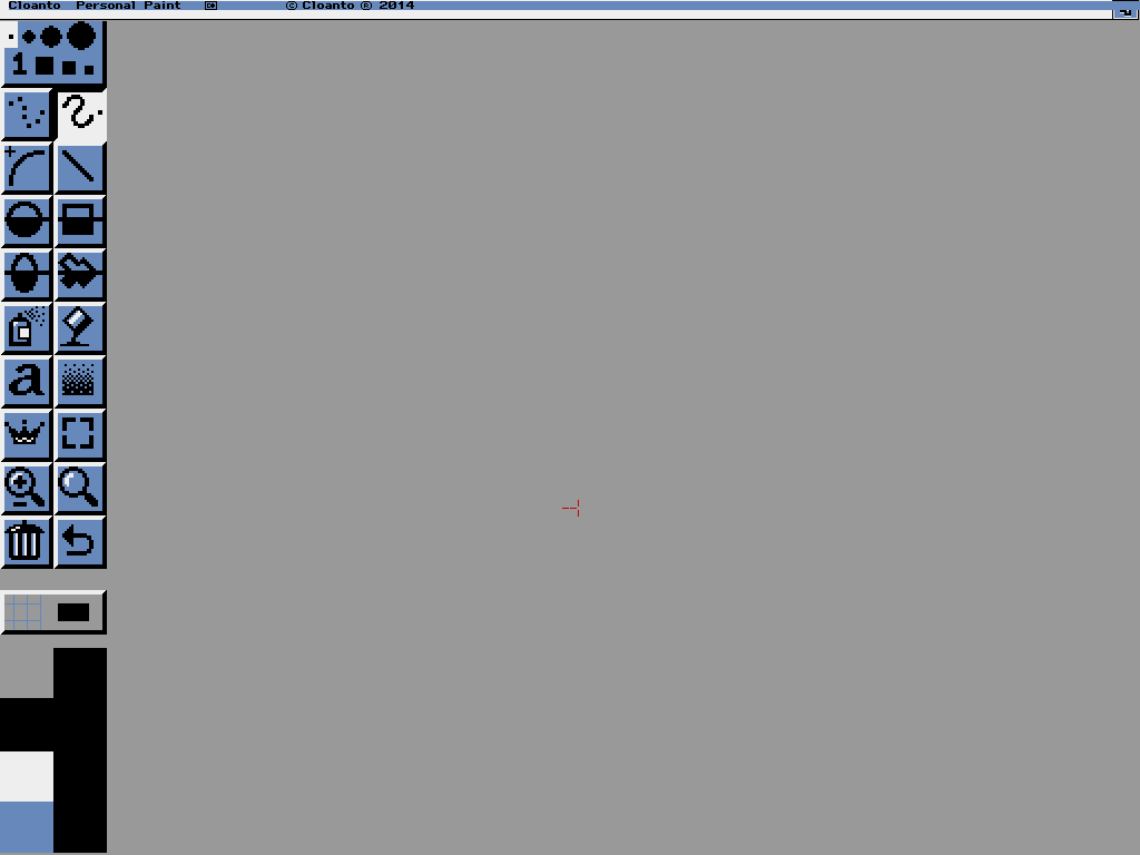 Editor di Personal Paint 68k con canvas e strumenti su AROS ARM64 in QEMU